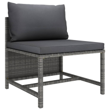 vidaXL szürke elemes polyrattan középső kanapé párnákkal kerti bútor