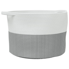 vidaXL szürke-fehér pamut szennyeskosár Ø55 x 36 cm (358470) bútor