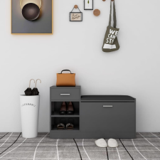 vidaXL szürke forgácslap cipőtároló pad 94,5 x 31 x 57 cm bútor