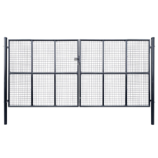 vidaXL Szürke horganyzott acél hálós kertkapu 400 x 200 cm kerti dekoráció