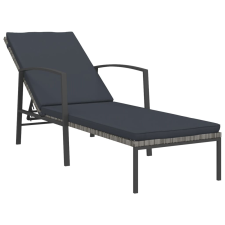 vidaXL szürke kerti polyrattan napozóágy párnával (317636) kerti bútor