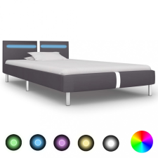 vidaXL Szürke LED-es műbőr ágykeret 90 x 200 cm ágy és ágykellék