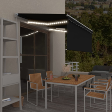 vidaXL szürke manuális kihúzható LED-es napellenző redőnnyel 3x2,5 m kerti bútor