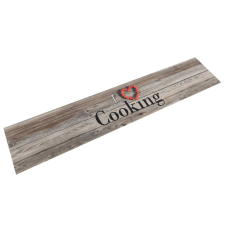 vidaXL Szürke mosható cooking feliratos bársony konyhaszőnyeg 60x300cm lakástextília