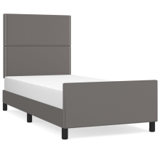 vidaXL szürke műbőr ágykeret fejtámlával 90 x 200 cm (3125492) ágy és ágykellék