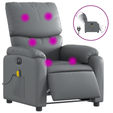 vidaXL szürke műbőr elektromos dönthető masszázsfotel (3204882) masszázsfotel
