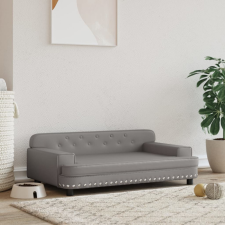vidaXL szürke műbőr kutyaágy 90 x 53 x 30 cm szállítóbox, fekhely kutyáknak