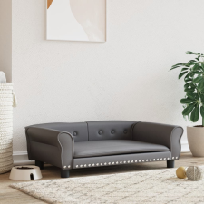 vidaXL Szürke műbőr kutyaágy 95x55x30 cm szállítóbox, fekhely kutyáknak