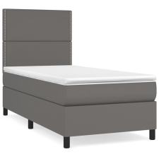 vidaXL szürke műbőr rugós ágy matraccal 100 x 200 cm (3142771) ágy és ágykellék