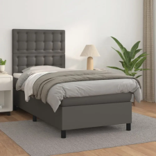 vidaXL szürke műbőr rugós ágy matraccal 90 x 200 cm ágy és ágykellék