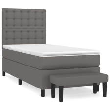 vidaXL szürke műbőr rugós ágy matraccal 90 x 200 cm (3137645) ágy és ágykellék