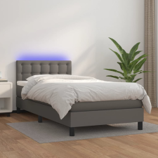 vidaXL szürke műbőr rugós ágy matraccal és LED-del 100x200 cm ágy és ágykellék