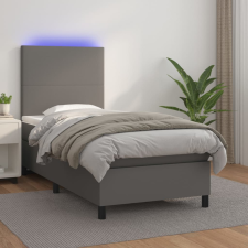 vidaXL szürke műbőr rugós ágy matraccal és LED-del 100x200 cm ágy és ágykellék