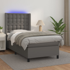 vidaXL szürke műbőr rugós ágy matraccal és LED-del 100x200 cm ágy és ágykellék