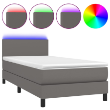 vidaXL szürke műbőr rugós ágy matraccal és LED-del 100x200 cm (3134091) ágy és ágykellék