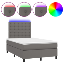 vidaXL szürke műbőr rugós ágy matraccal és LED-del 120x200 cm (3135937) ágy és ágykellék
