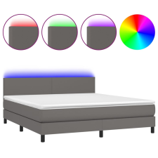 vidaXL szürke műbőr rugós ágy matraccal és LED-del 160x200 cm (3134115) ágy és ágykellék