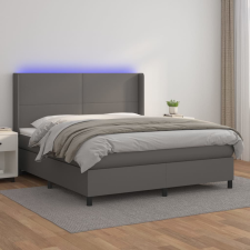vidaXL szürke műbőr rugós ágy matraccal és LED-del 180x200 cm ágy és ágykellék