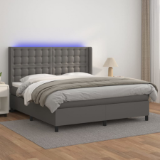 vidaXL szürke műbőr rugós ágy matraccal és LED-del 180x200 cm ágy és ágykellék