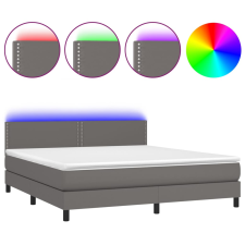 vidaXL szürke műbőr rugós ágy matraccal és LED-del 180x200 cm (3134181) ágy és ágykellék