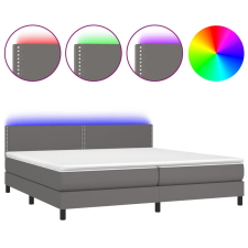 vidaXL szürke műbőr rugós ágy matraccal és LED-del 200x200 cm (3134187) ágy és ágykellék