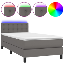 vidaXL szürke műbőr rugós ágy matraccal és LED-del 90x190 cm (3134199) - Ágyak és ágykeretek ágy és ágykellék