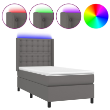 vidaXL szürke műbőr rugós ágy matraccal és LED-del 90x200 cm (3139365) ágy és ágykellék