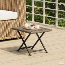 vidaXL Szürke összecsukható polyrattan asztal 45x35x32 cm kerti bútor