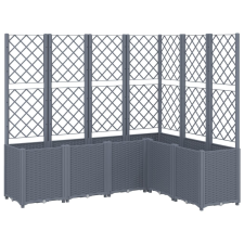 vidaXL szürke polipropilén rácsos kerti ültetőláda 160 x 120 x 140 cm (367876) kerti tárolás