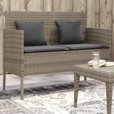 vidaXL szürke polyrattan akácfa kerti pad párnával kerti bútor