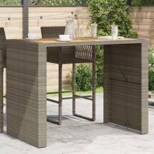 vidaXL szürke polyrattan akácfa lapos kerti asztal 145 x 80 x 110 cm kerti bútor