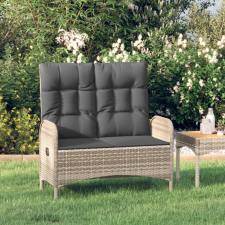 vidaXL szürke polyrattan dönthető kerti pad párnákkal 107 cm kerti bútor
