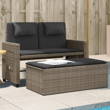 vidaXL szürke polyrattan dönthető kerti pad párnával kerti bútor