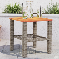vidaXL Szürke polyrattan és akácfa kerti asztal 40 x 40 x 42 cm kerti bútor