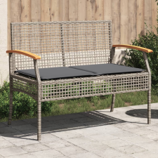 vidaXL szürke polyrattan és akácfa kerti pad párnával kerti bútor
