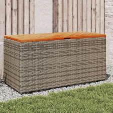 vidaXL szürke polyrattan és akácfa kerti tárolóláda 110 x 50 x 54 cm kerti tárolás