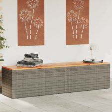 vidaXL szürke polyrattan és akácfa kerti tárolóláda 220 x 50 x 54 cm kerti tárolás