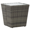 vidaXL Szürke polyrattan és edzett üveg teázóasztal 41,5x41,5x43 cm