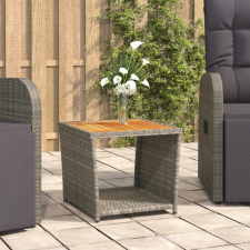 vidaXL Szürke polyrattan és tömör akácfa teázóasztal fa asztallappal (319559) kerti bútor