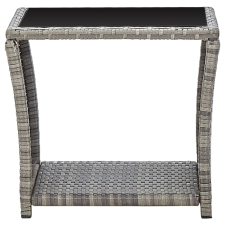 vidaXL szürke polyrattan és üveg dohányzóasztal 45 x 45 x 40 cm (46068) kerti bútor