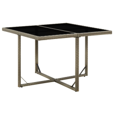 vidaXL szürke polyrattan és üveg kerti asztal 109 x 107 x 74 cm kerti bútor