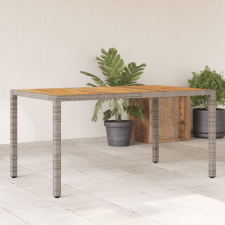 vidaXL Szürke polyrattan kerti asztal akácfa lappal 150 x 90 x 75 cm kerti bútor