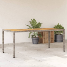vidaXL szürke polyrattan kerti asztal akácfa lappal 190 x 90 x 75 cm kerti bútor