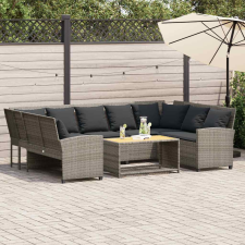 vidaXL szürke polyrattan kerti kanapé párnákkal kerti bútor