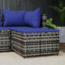 vidaXL szürke polyrattan kerti lábtartó párnával kerti bútor