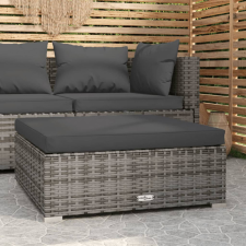 vidaXL Szürke polyrattan kerti lábtartó párnával 70 x 70 x 30 cm kerti bútor