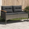 vidaXL Szürke polyrattan kerti pad párnával 116 x 62,5 x 74