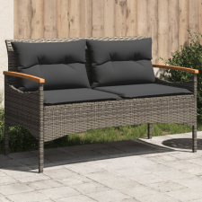 vidaXL Szürke polyrattan kerti pad párnával 116 x 62,5 x 74 kerti bútor