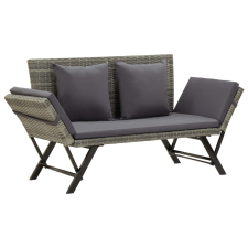 vidaXL szürke polyrattan kerti pad párnával 176 cm kerti bútor