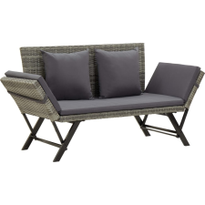 vidaXL szürke polyrattan kerti pad párnával 176 cm (317183) kerti bútor